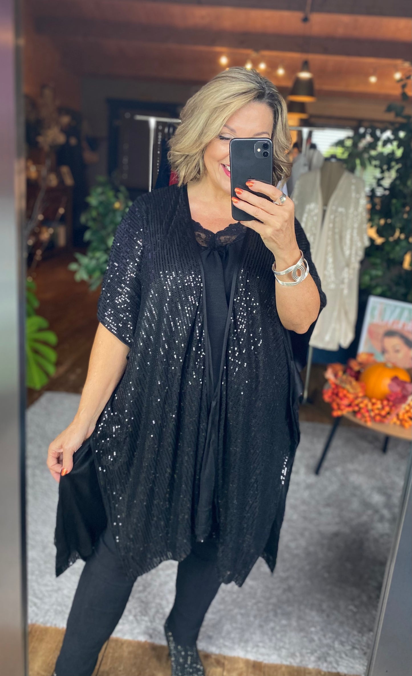 The Yaz Lined Sequin Kimono