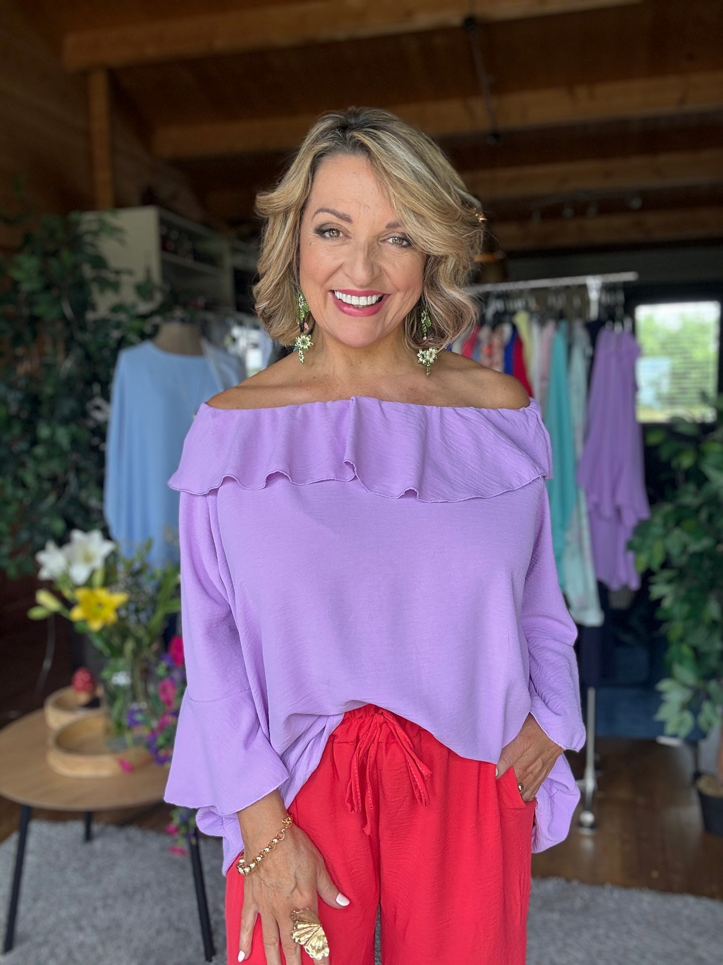 Larsa Lilac Bardot Top