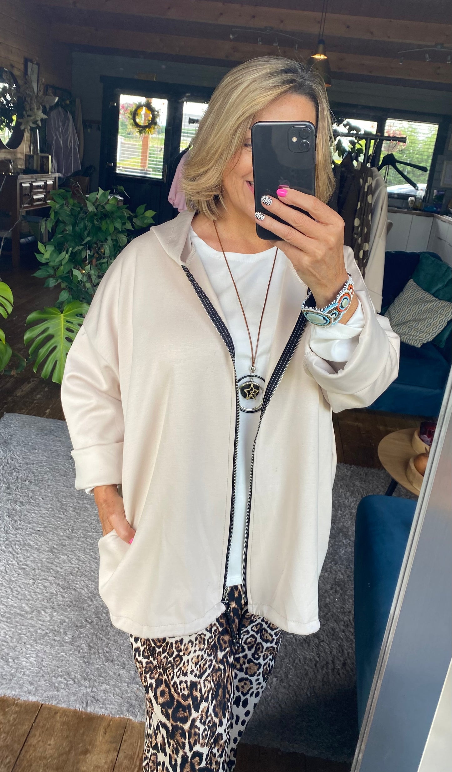 Zip up Soft Touch Hoodie with pockets