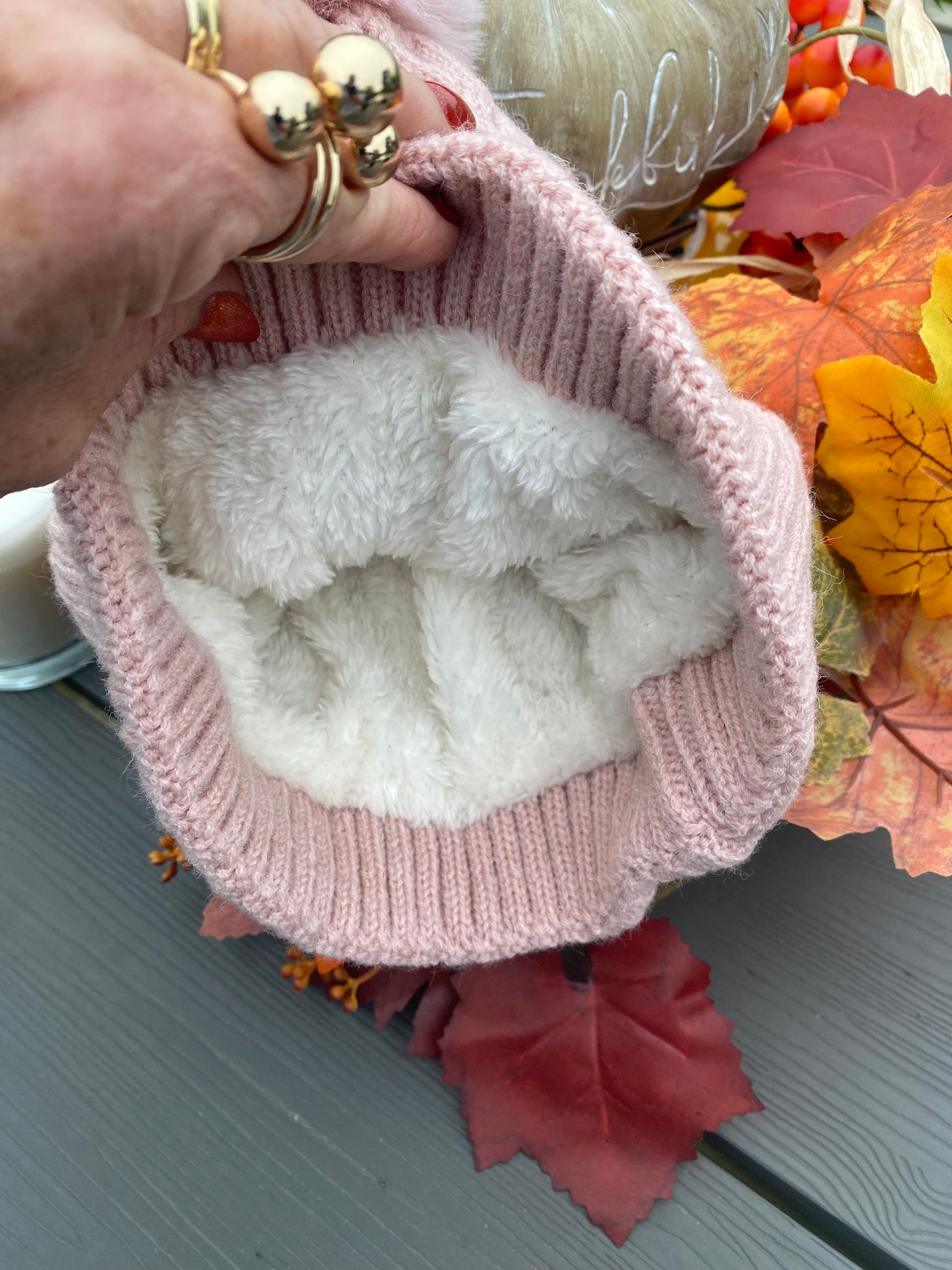 Lined Cable knit Hat