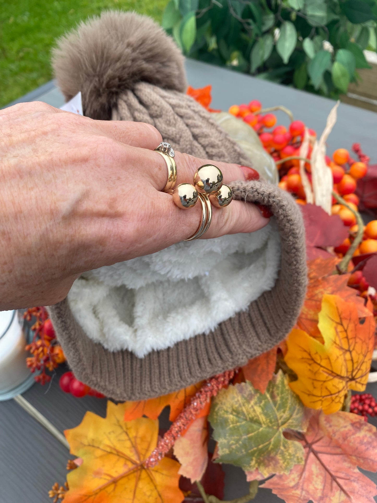 Lined Cable knit Hat
