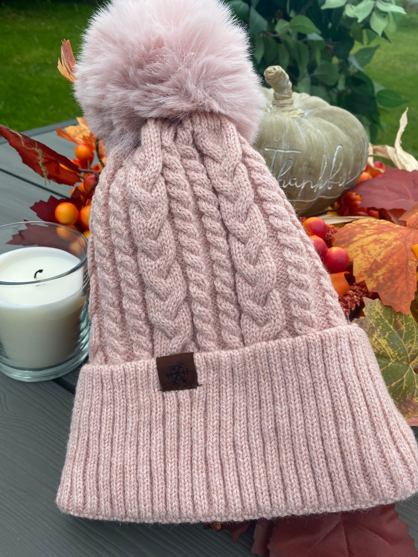 Lined Cable knit Hat