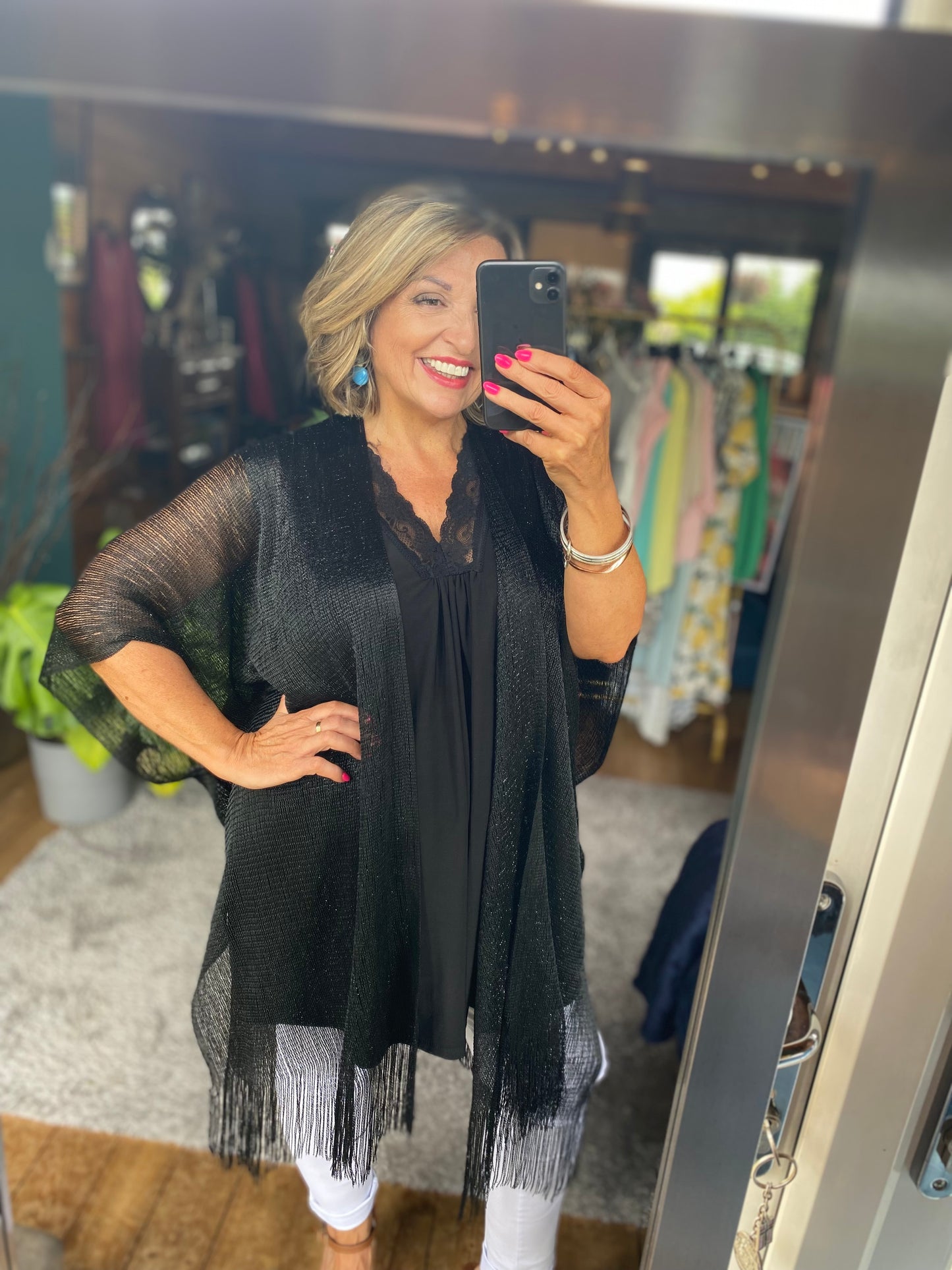 Lurex Kimono Kaftan  with Fridge Hem