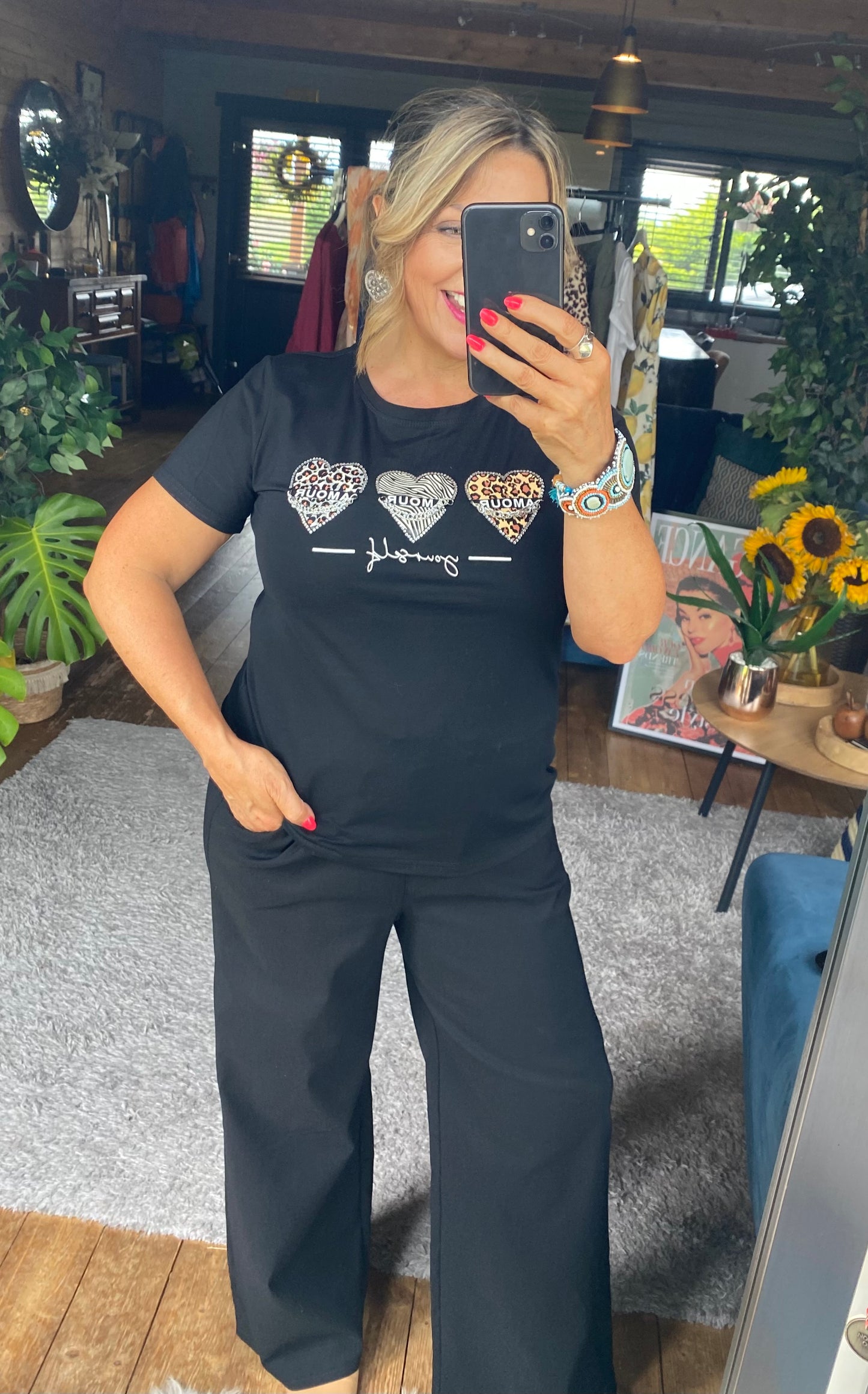 Amour Hearts PrintT-shirt