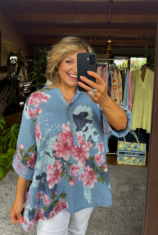 Claire Daisy sequin pocket Blouse