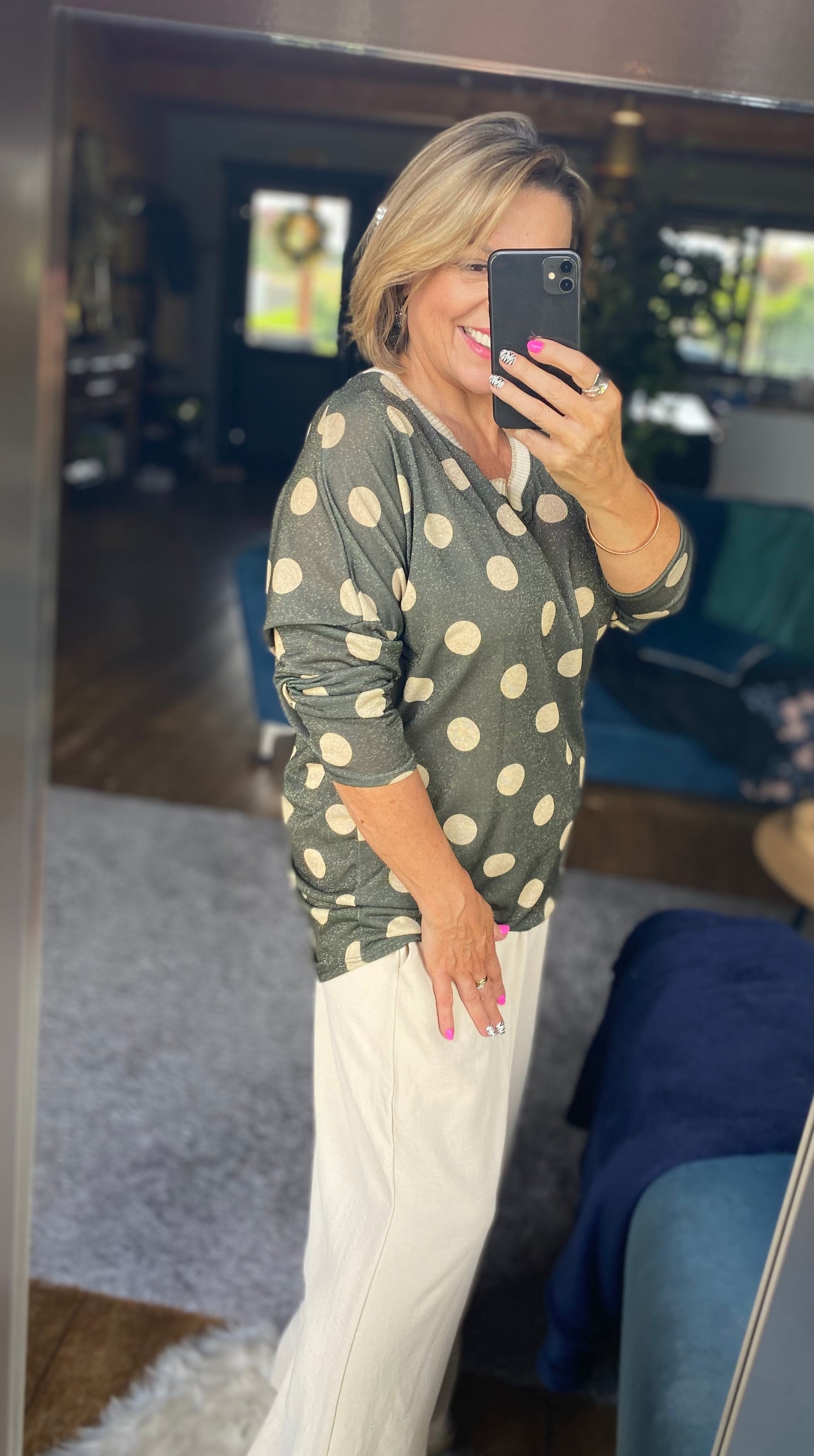 Lurex Fine knit Polka Dot Jumper