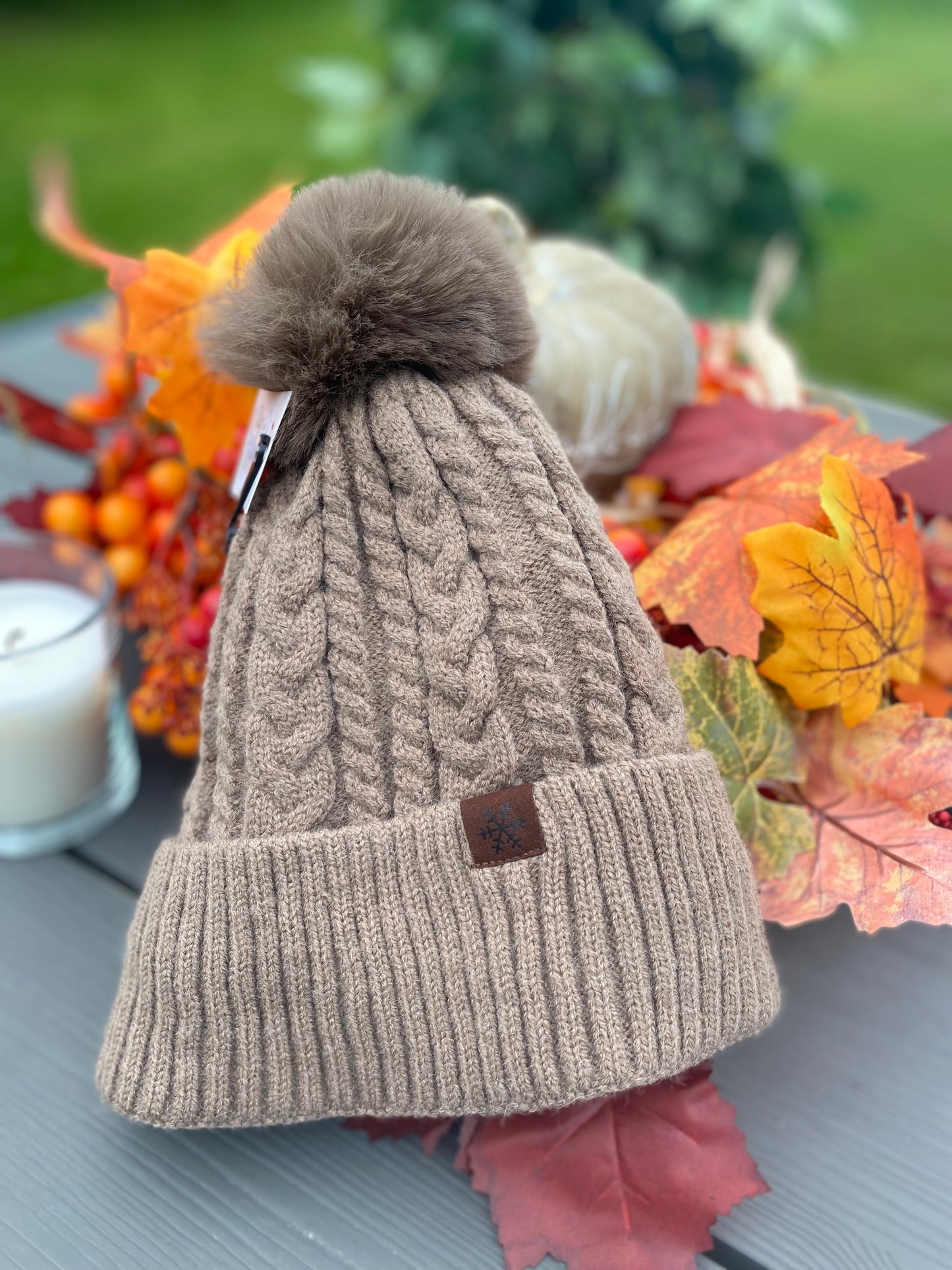 Lined Cable knit Hat