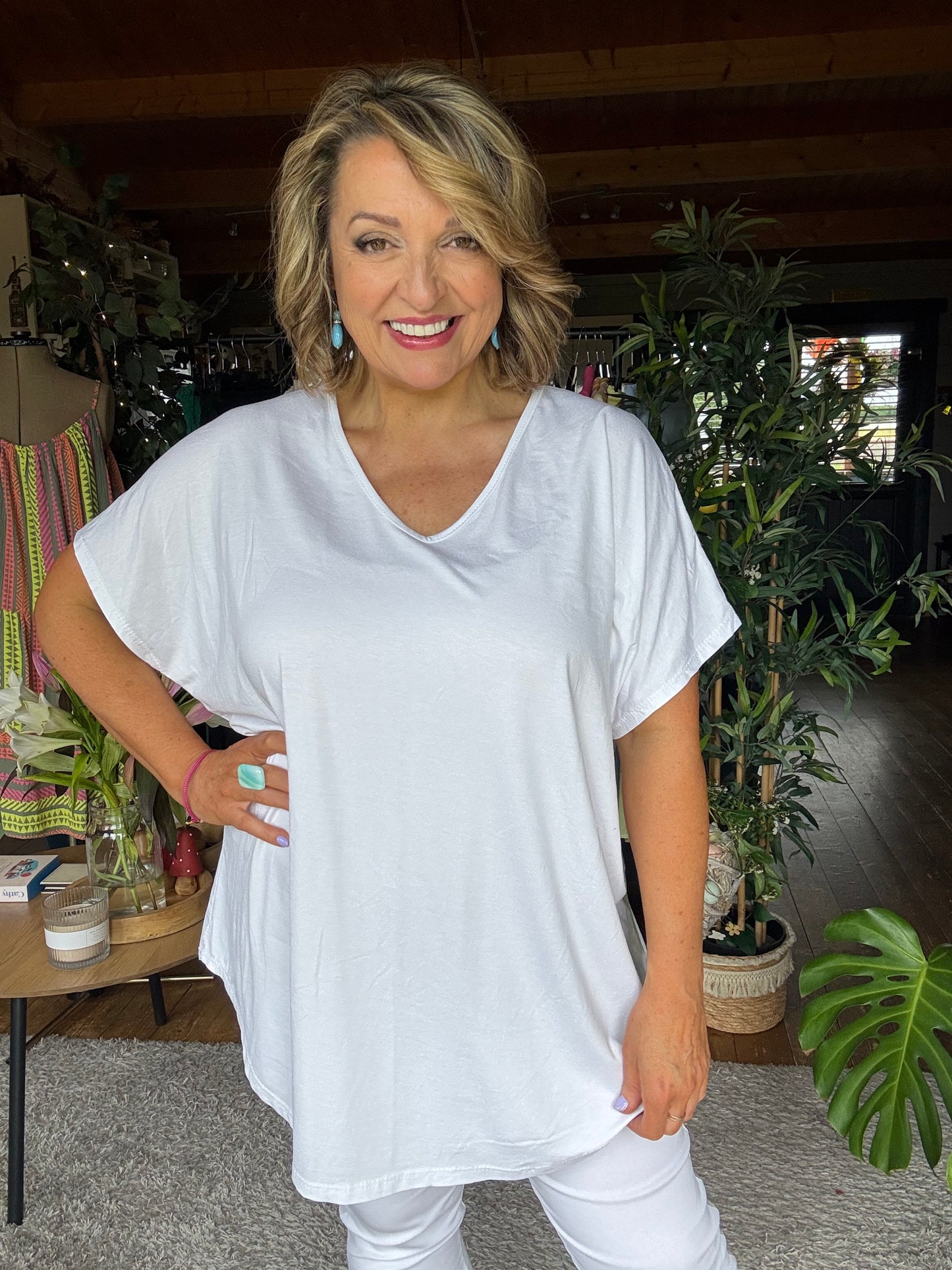 Kathy Oversized White  T-Shirt