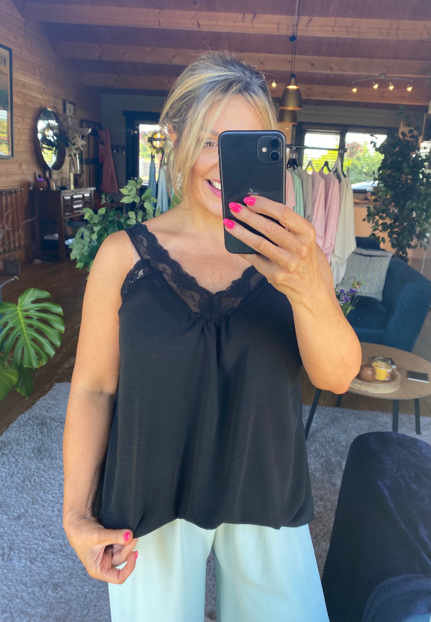 Lace Cami V-Neck Top