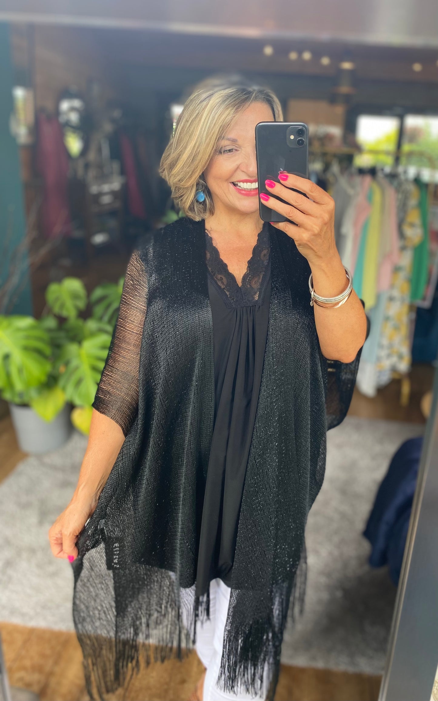 Lurex Kimono Kaftan  with Fridge Hem