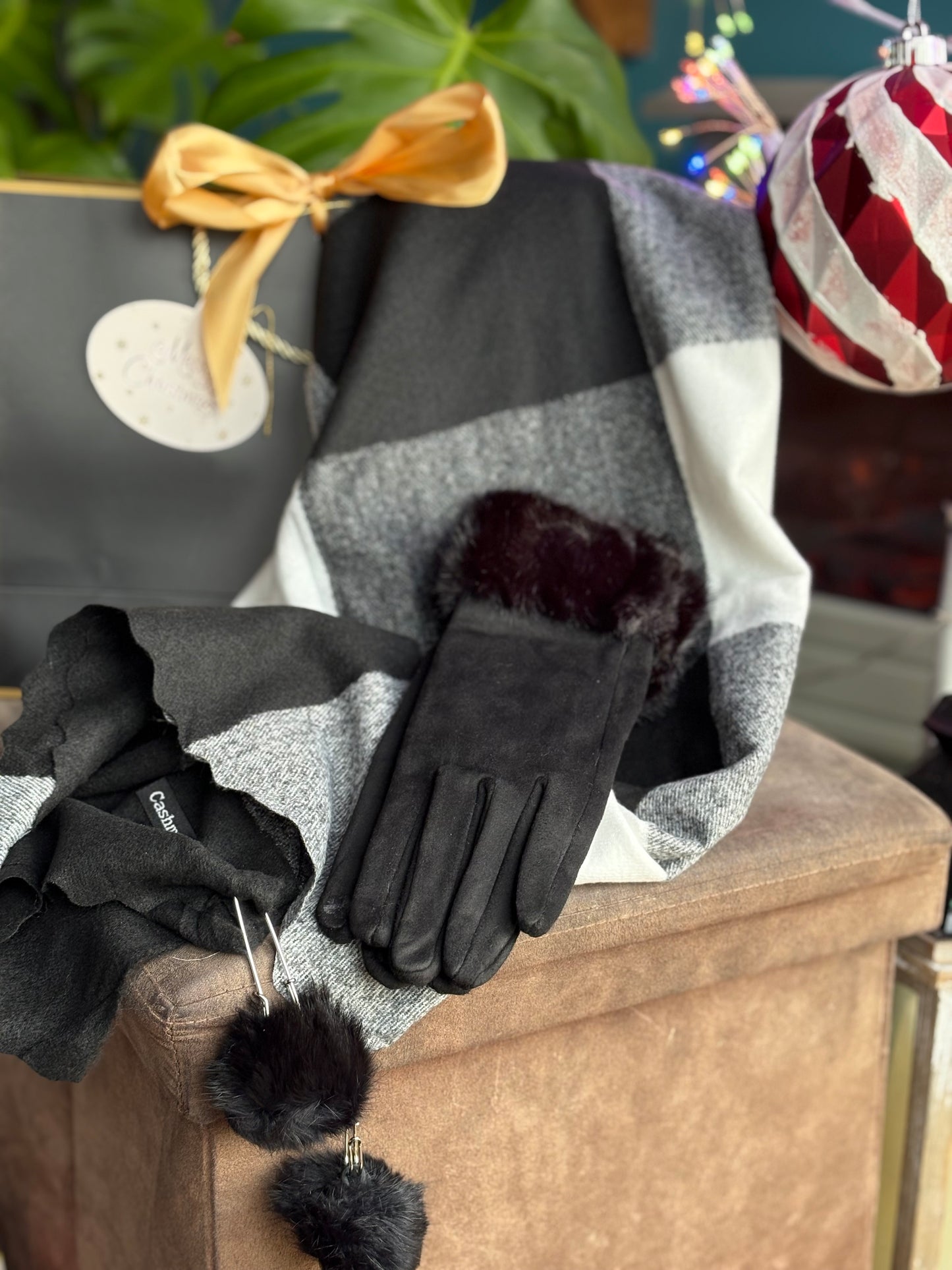 Cosy Pom-Pom Scarf & Glove Set