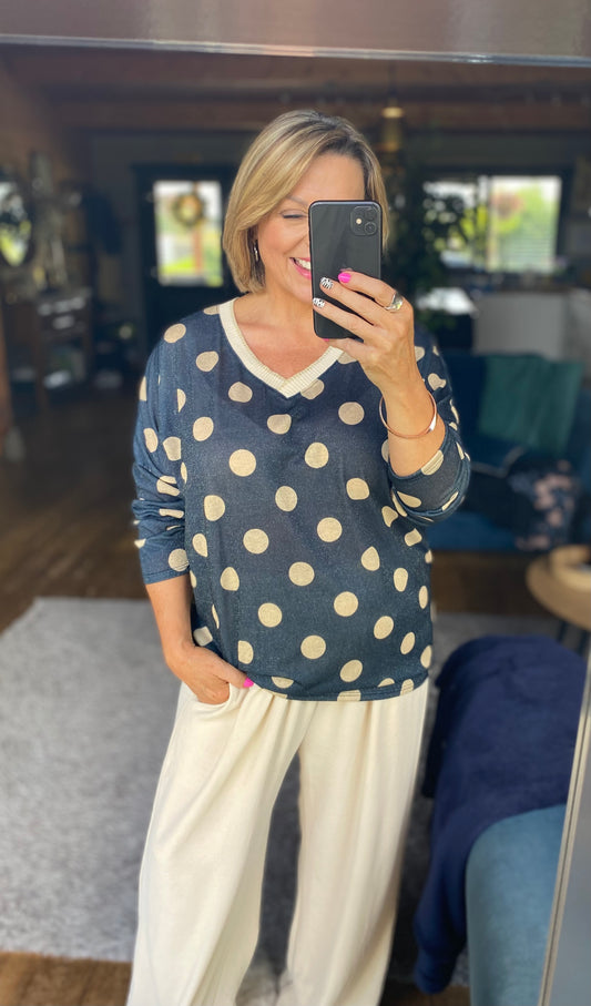 Lurex Fine knit Polka Dot Jumper