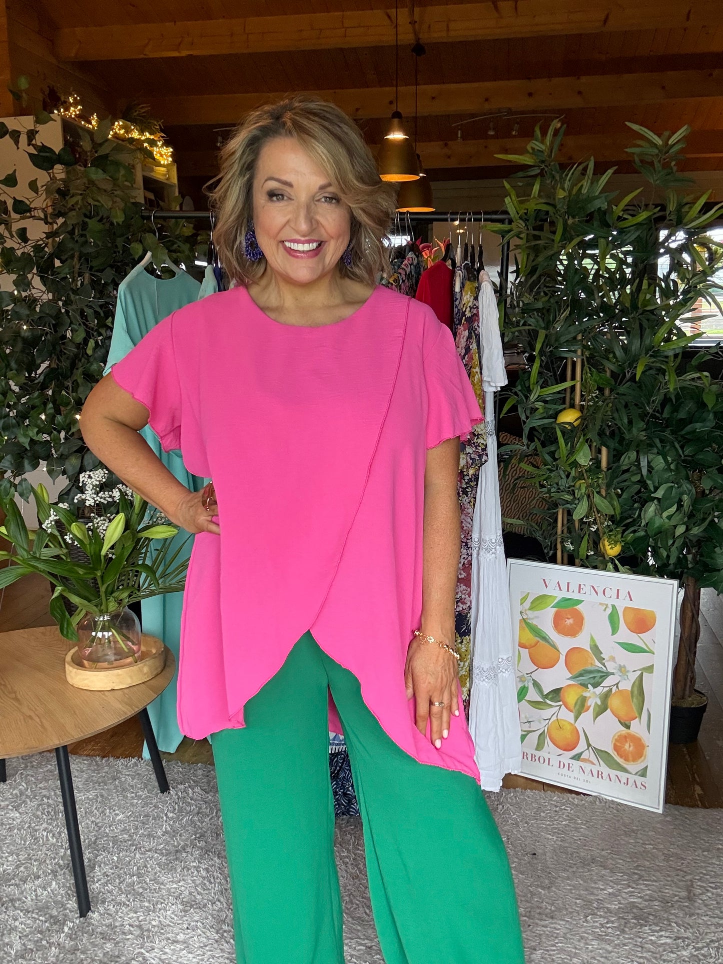 Bright Pink wrap top( slight defect)