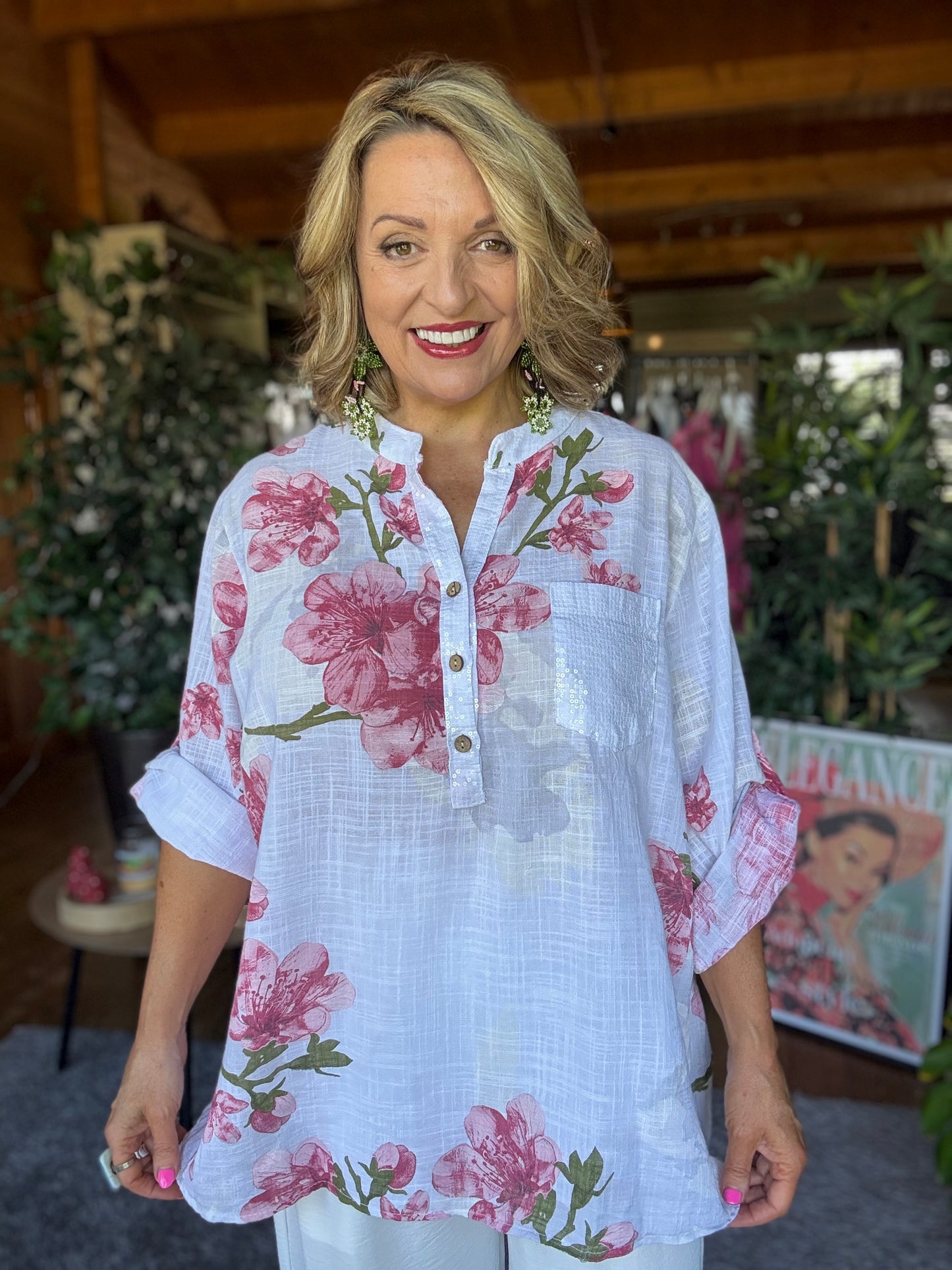 Claire Daisy sequin pocket Blouse