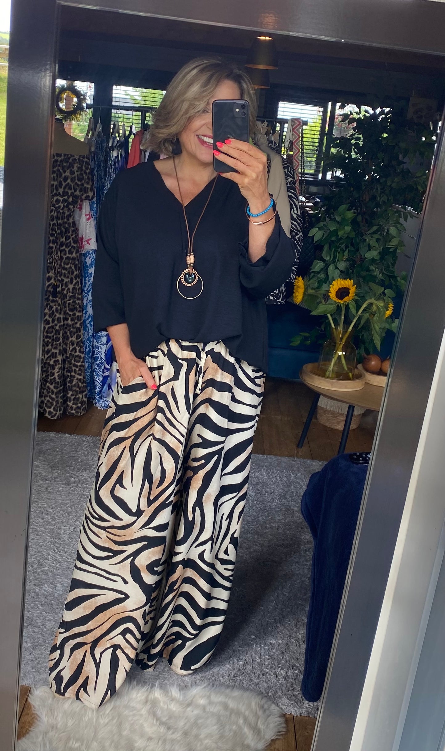 Zebra Print wide leg trouser