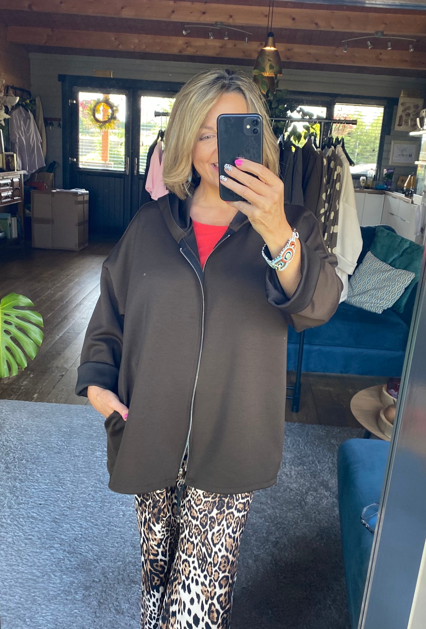 Zip up Soft Touch Hoodie with pockets