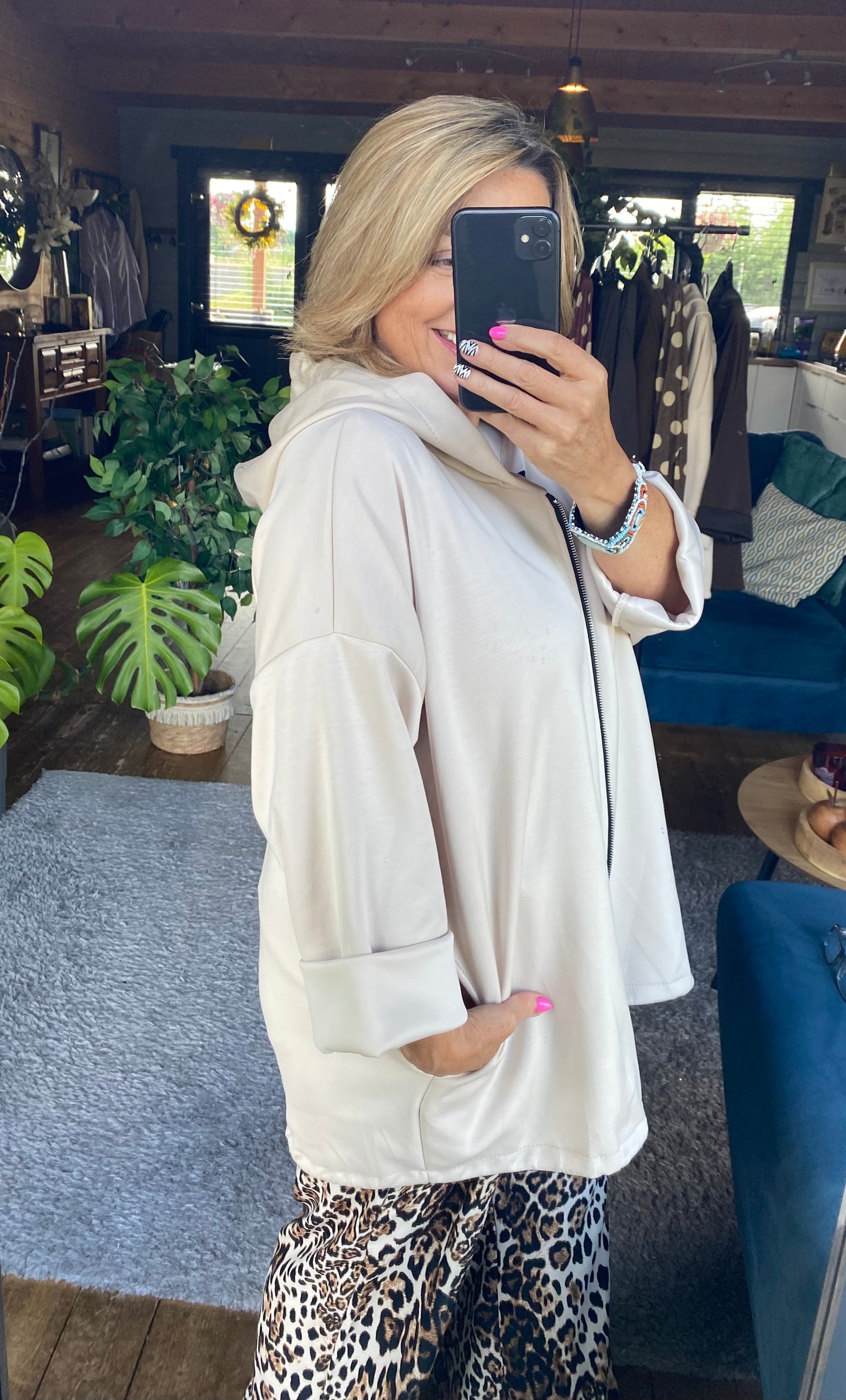 Zip up Soft Touch Hoodie with pockets