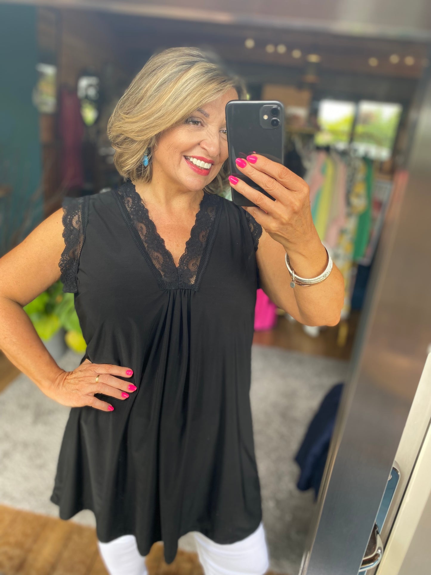 Sleeveless Top with lace Trim