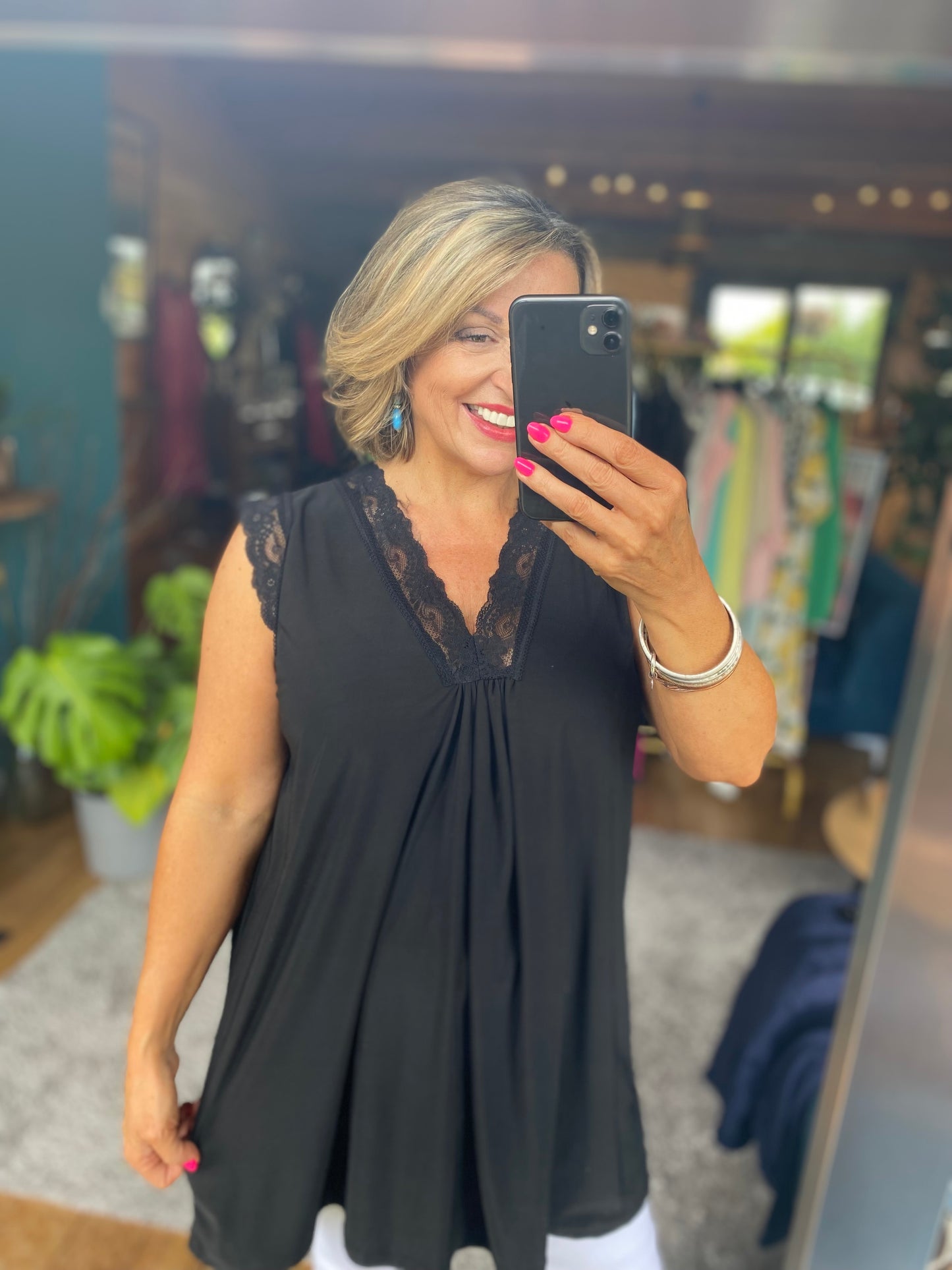 Sleeveless Top with lace Trim