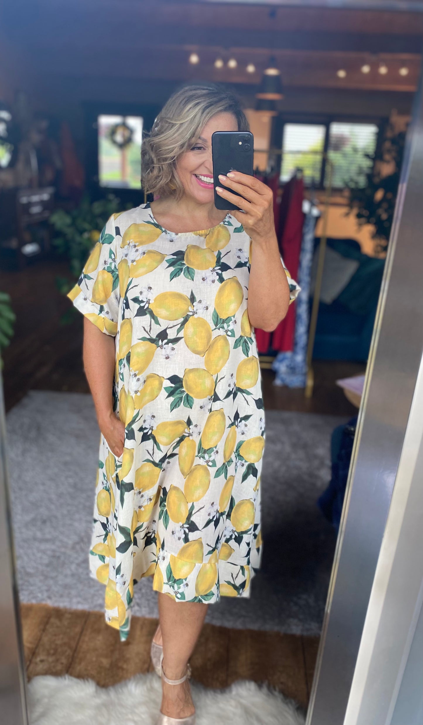 Pocket dress with Lemon Print