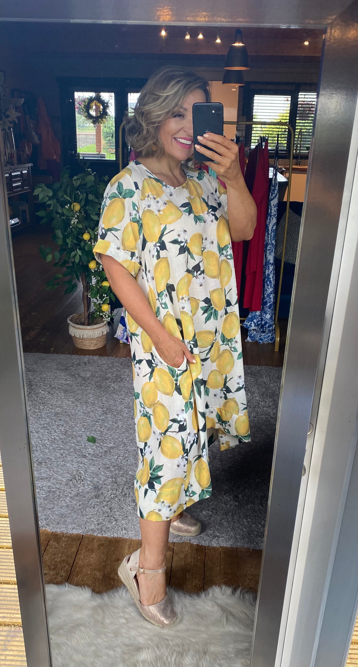 Pocket dress with Lemon Print