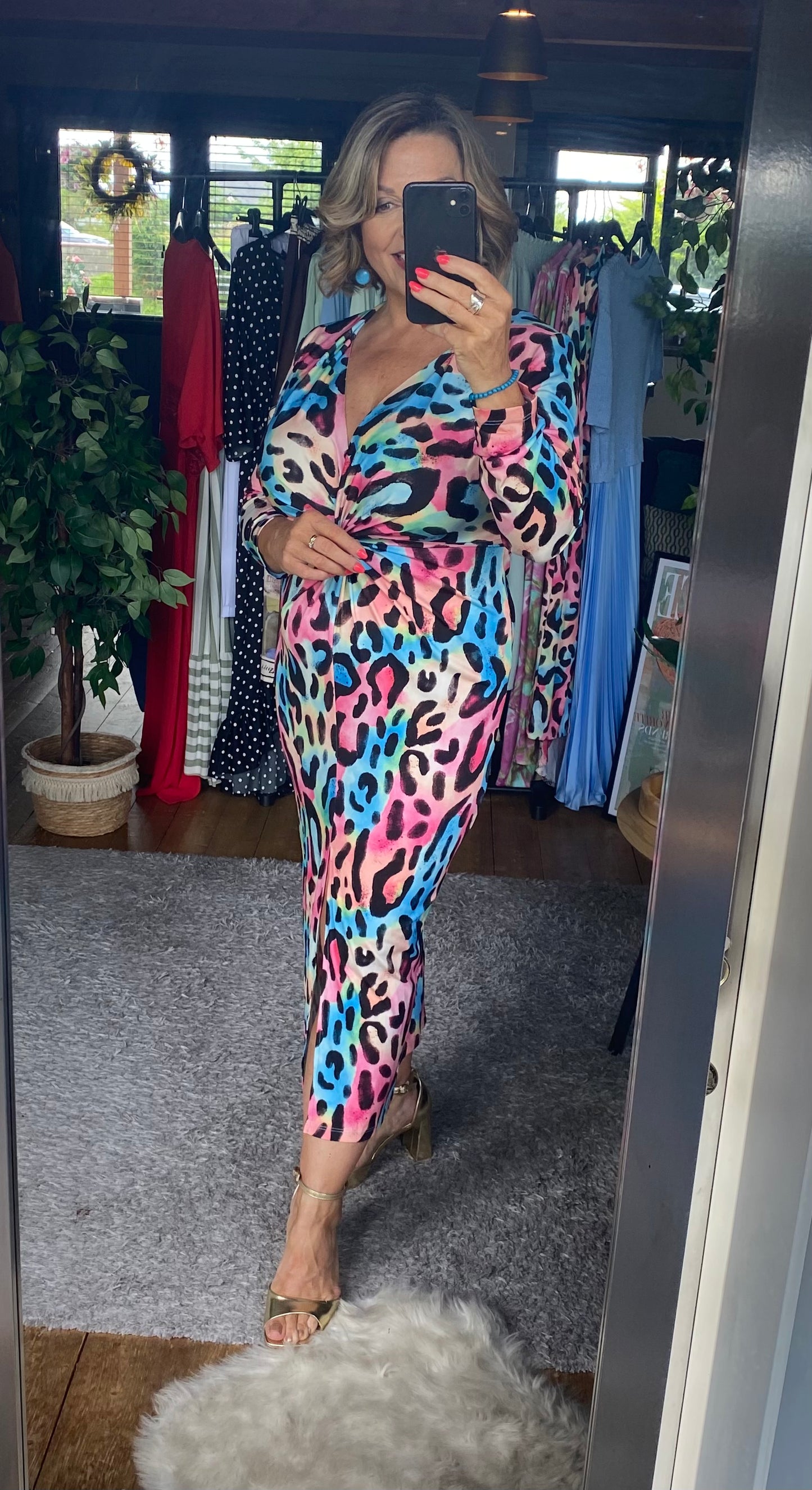 Multi-coloured Animal Print Bodycon Dress