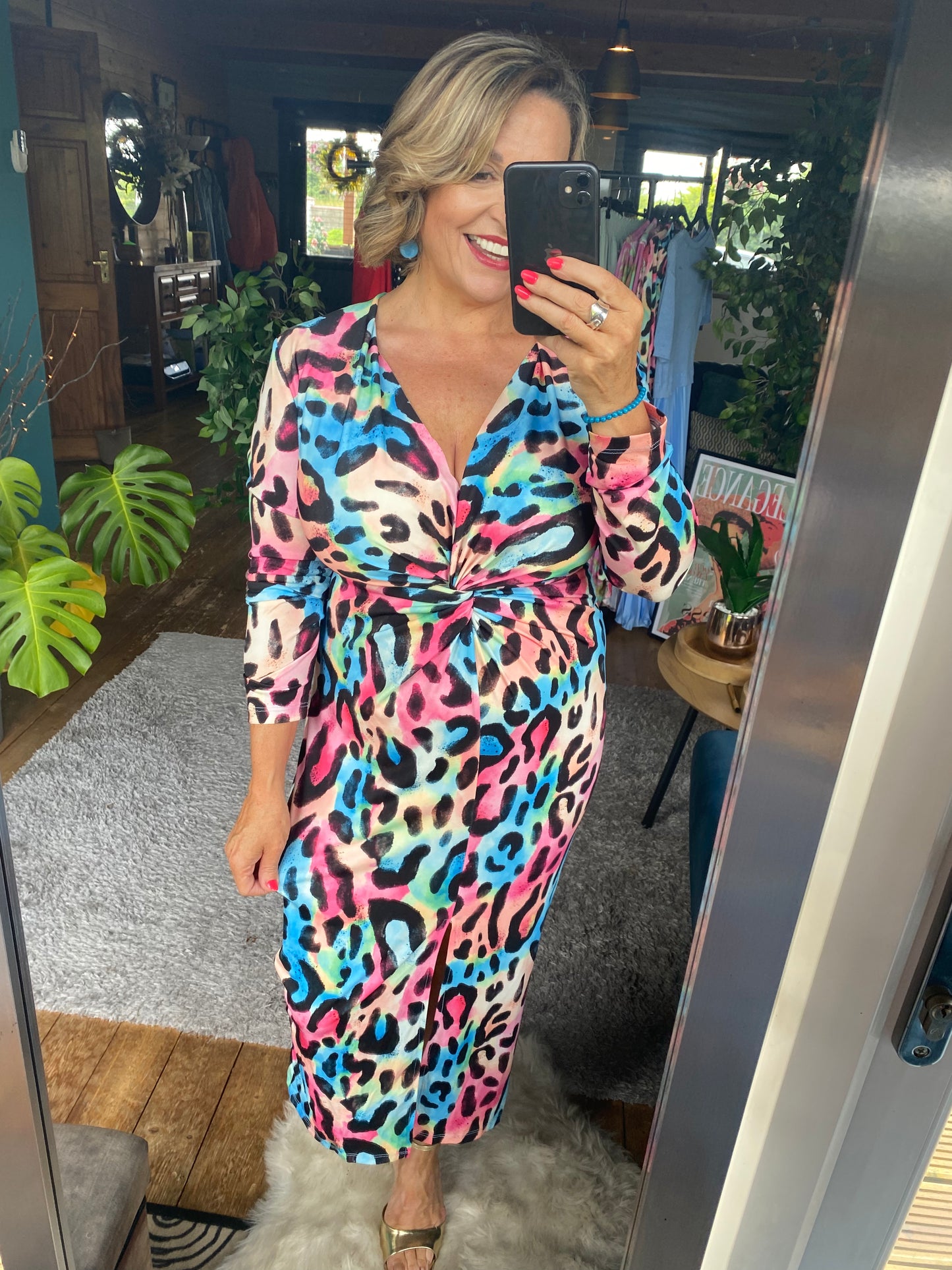 Multi-coloured Animal Print Bodycon Dress