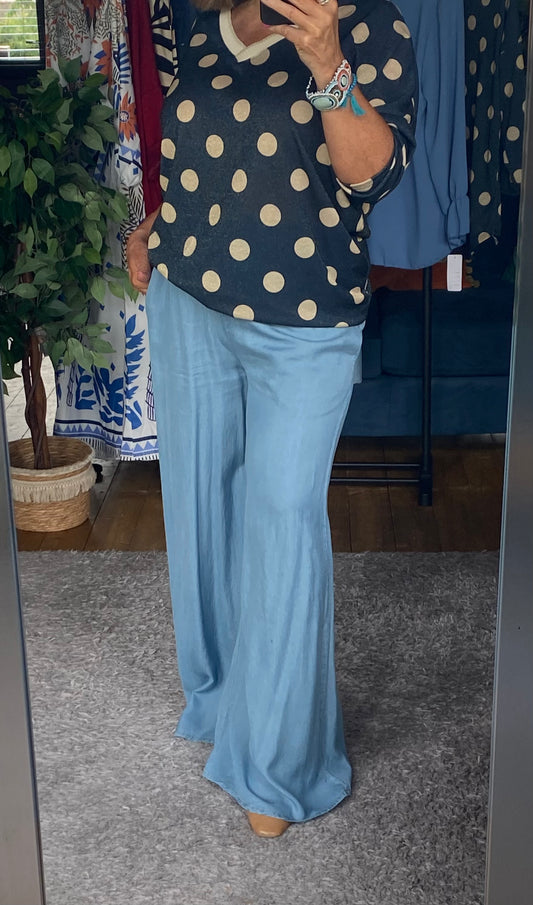 Wide Leg Denim Trouser