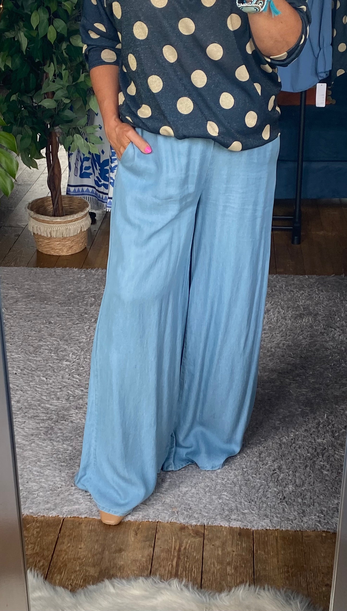Wide Leg Denim Trouser